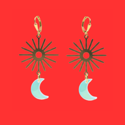Celestial Crescent Moon Dangles