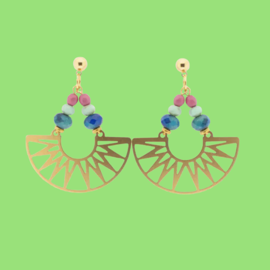 Gold Brass + Glass Statement Unique Earrings