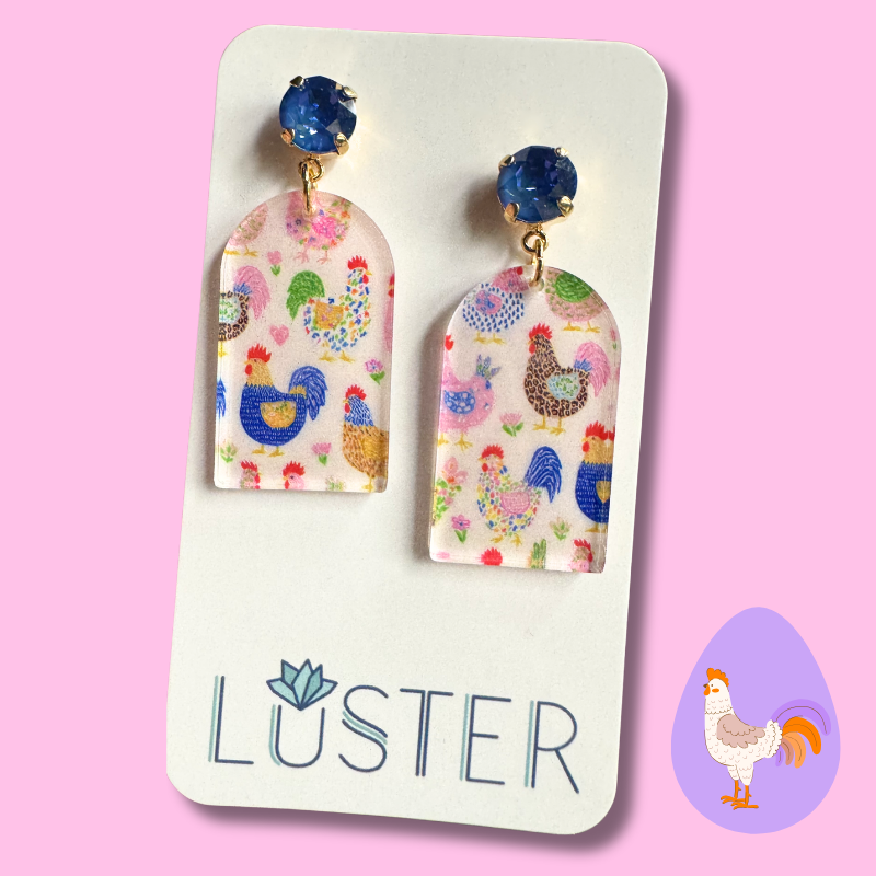 Rooster Chicken Acrylic Earrings