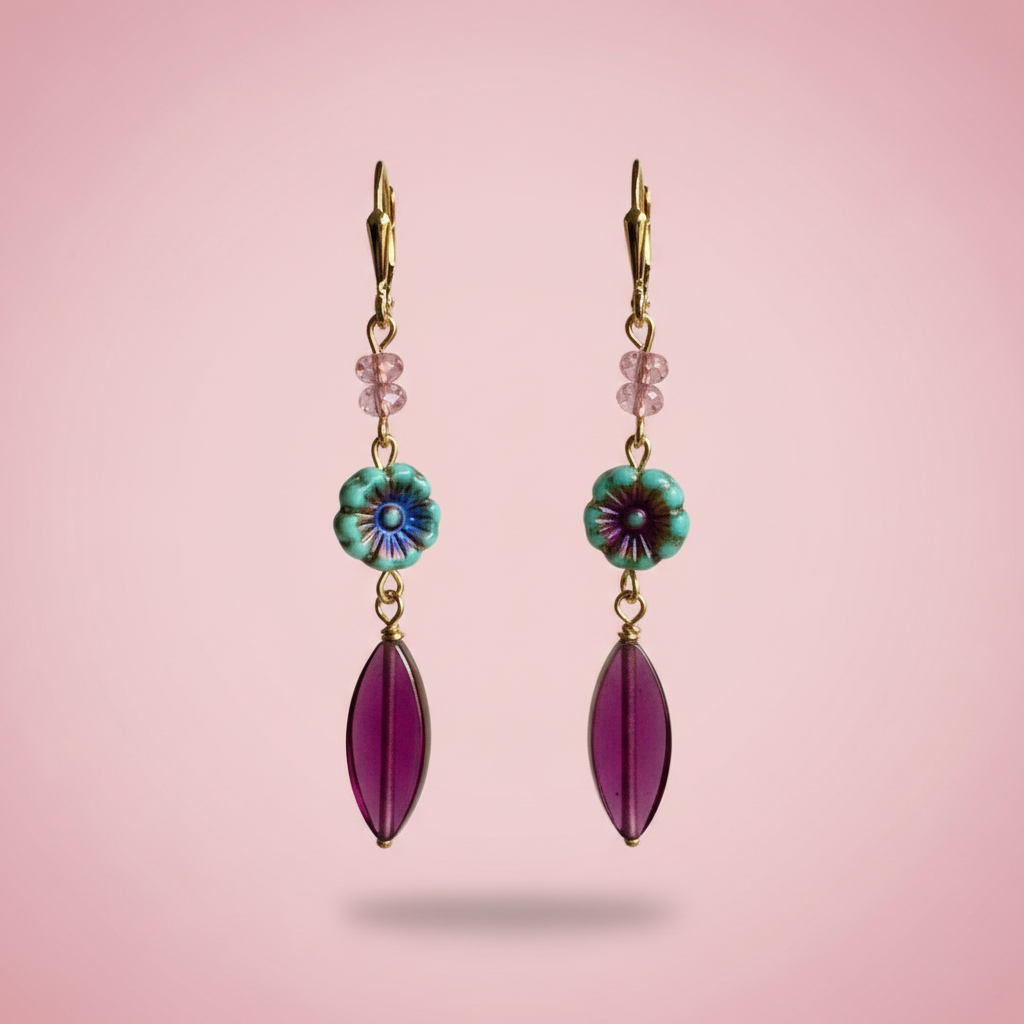 Czech Glass Flower Drops