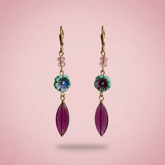 Czech Glass Flower Drops