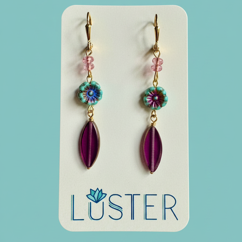 Czech Glass Flower Drops