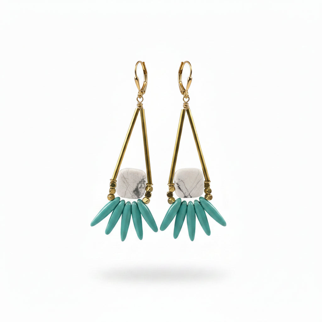 Stone + Glass Statement Earrings