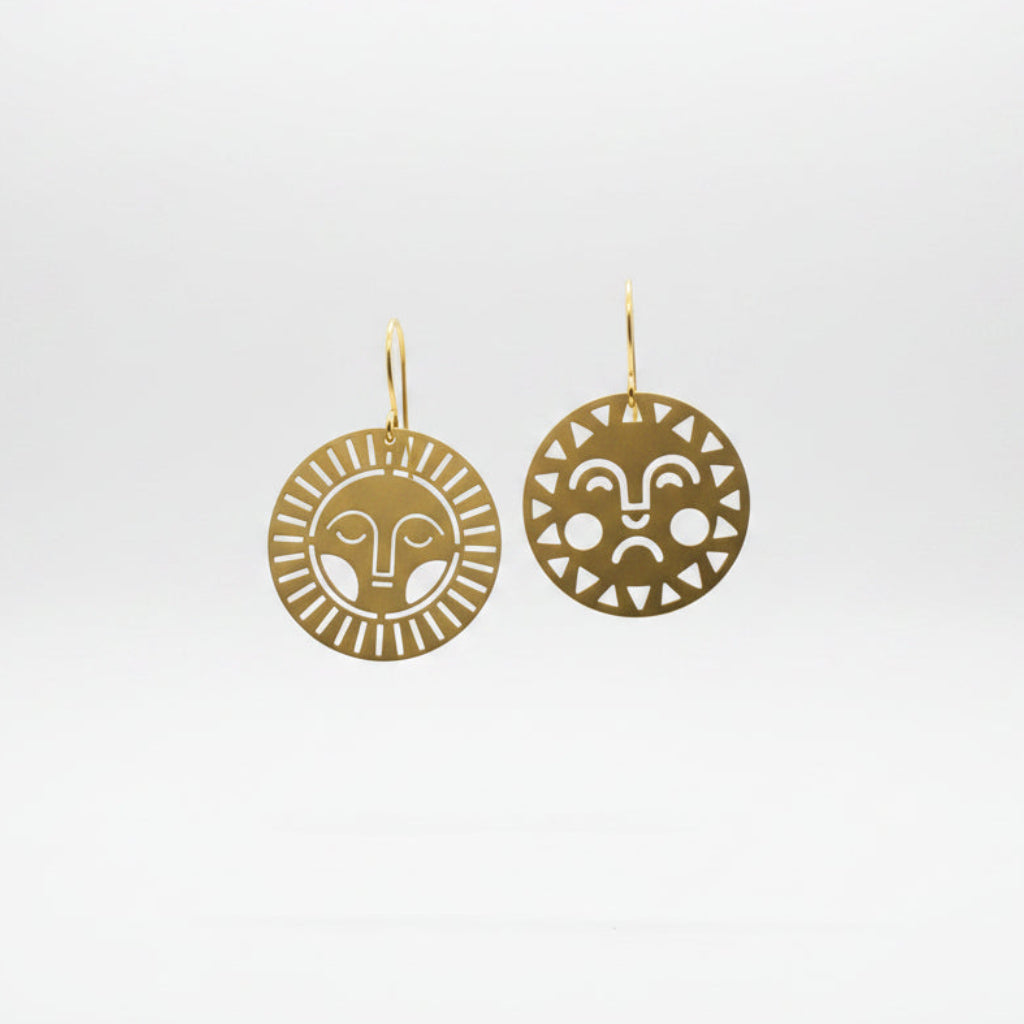 Awake Asleep Brass Earrings