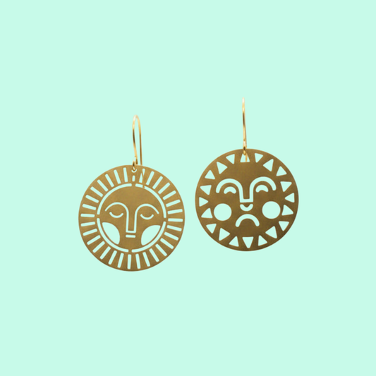 Awake Asleep Brass Earrings