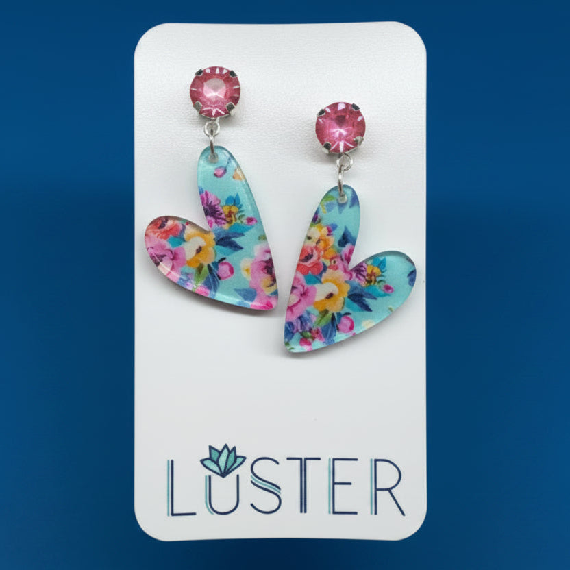 Floral Heart Drop Earrings