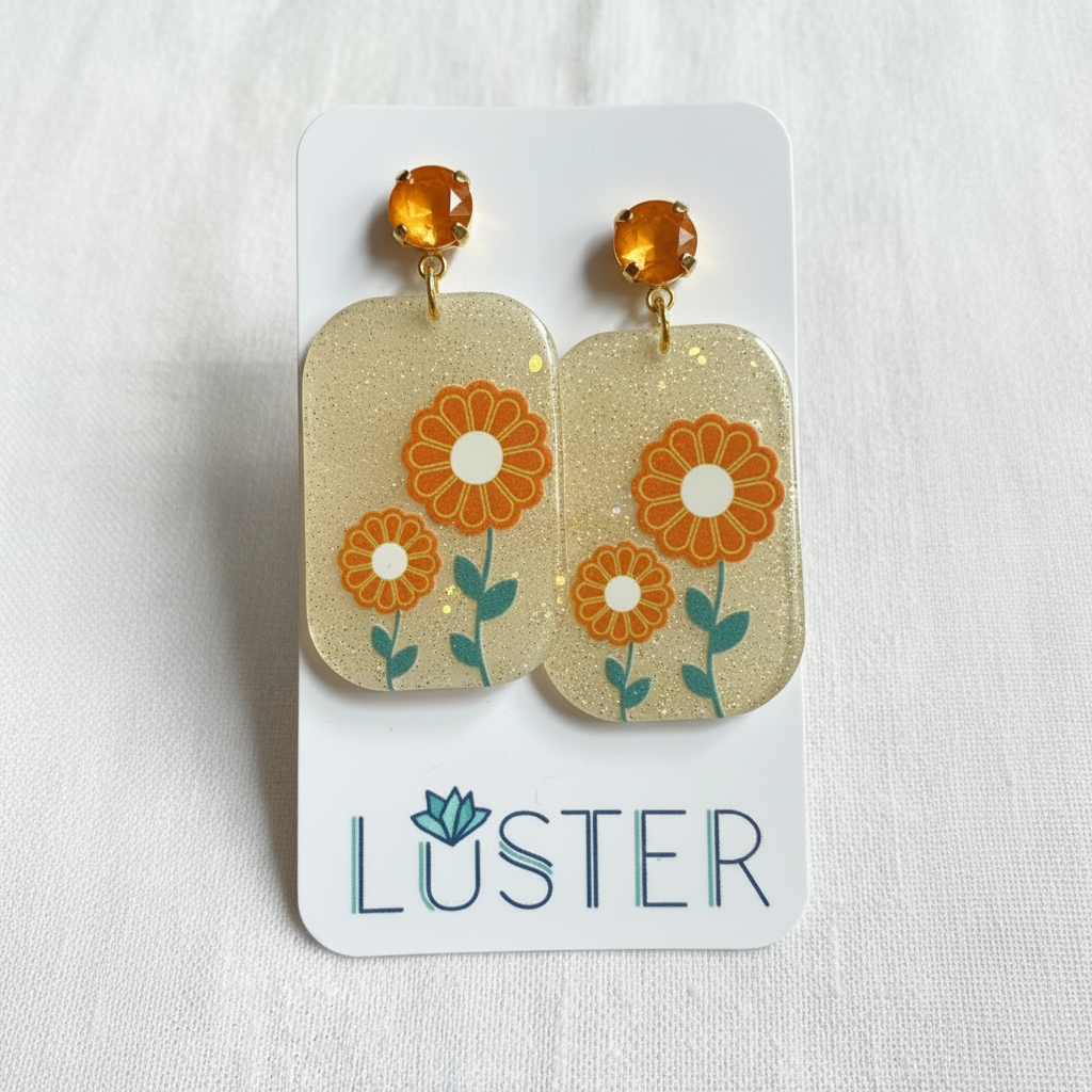 Fall Flower Drop Earrings