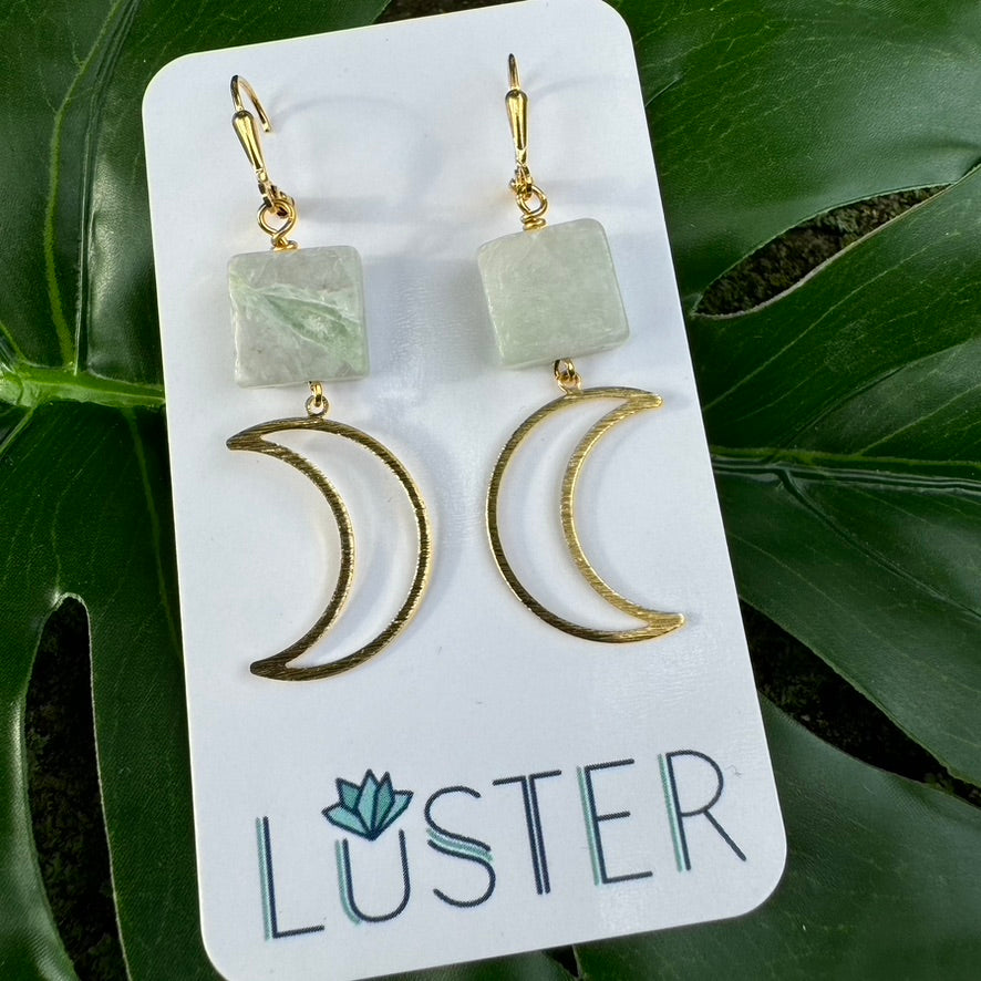 Crescent Moon + Stone Dangles