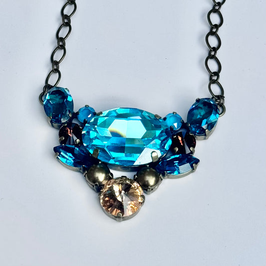 Teal Crystal Statement Necklace