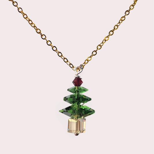 Dark Green Holiday Tree Necklace