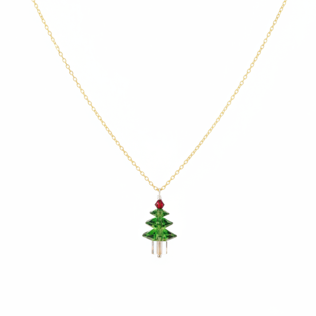 Dark Green Holiday Tree Necklace