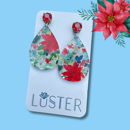 Poinsettia Teardrop Earrings
