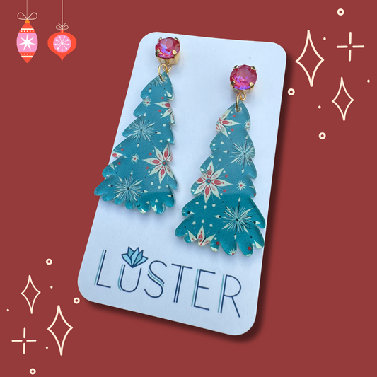 Retro Holiday Tree Earrings