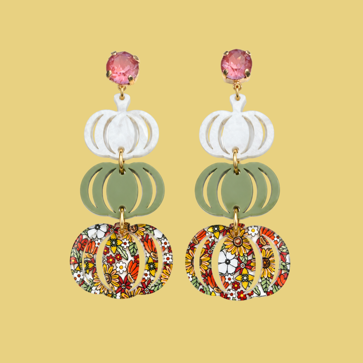 Mod Stacked Pumpkin Earrings