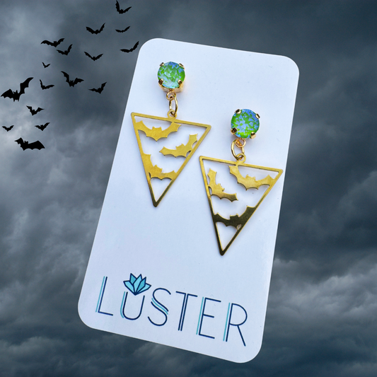 Brass Triangle Bat Earrings