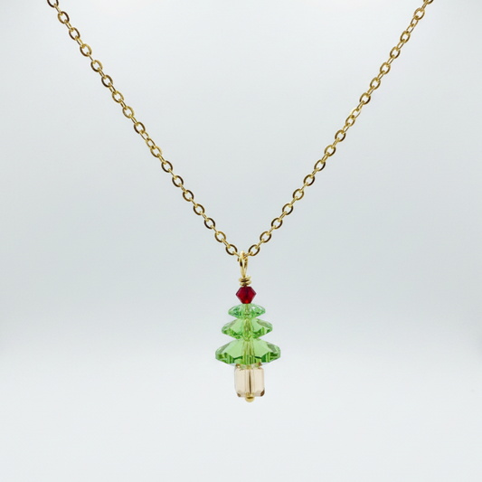 Peridot Green Holiday Tree Necklace