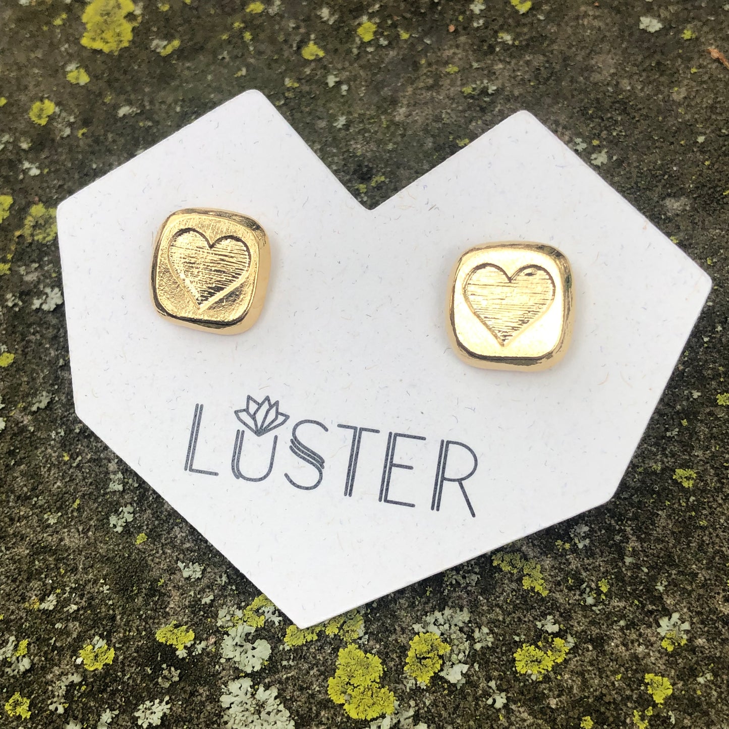 Brass Heart Studs