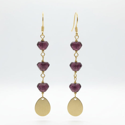 Pair of gold and garnet drop earrings