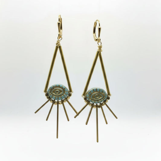 Evil Eye + Brass Statement Earrings