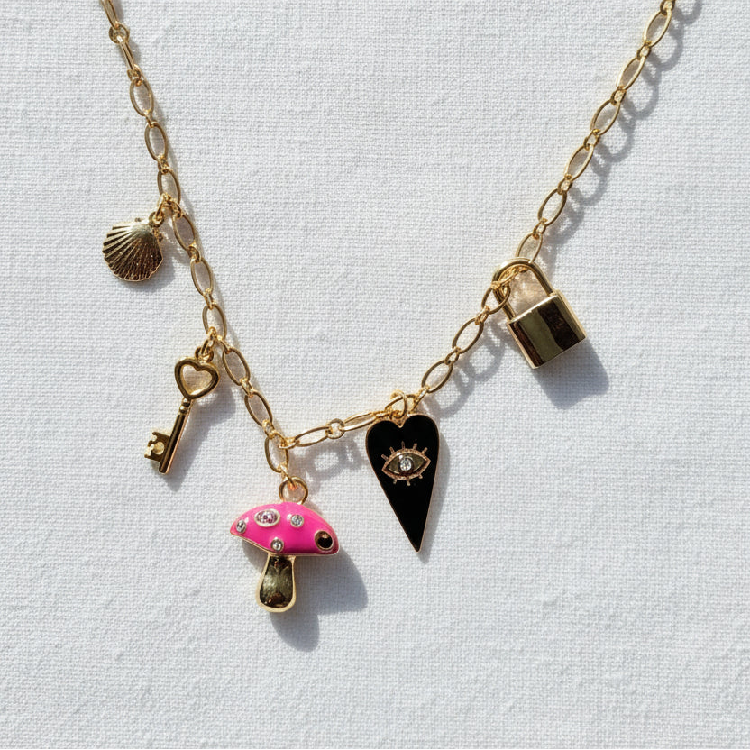 Lock + Key Charm Necklace