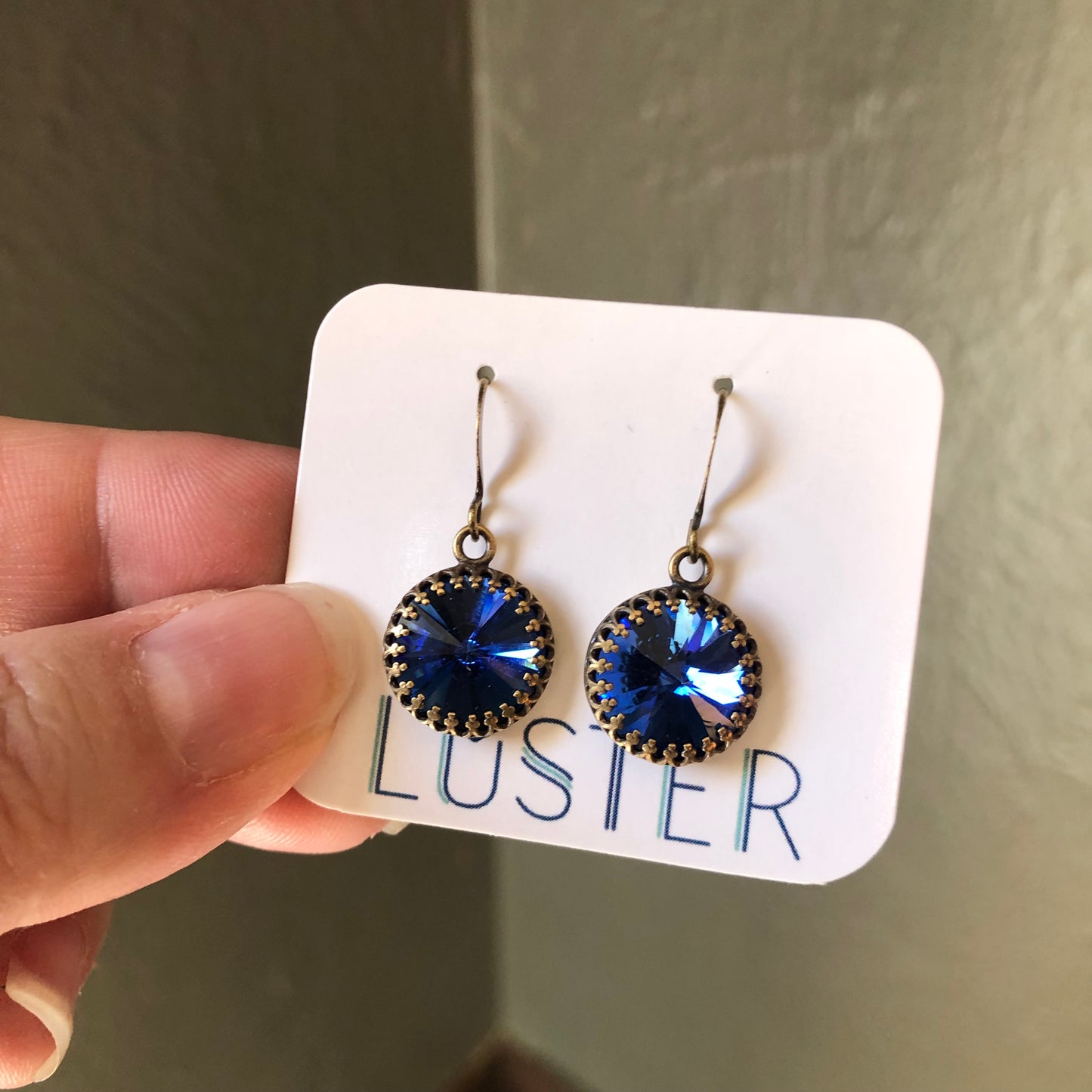 Sapphire Blue Rivoli Drop Earrings