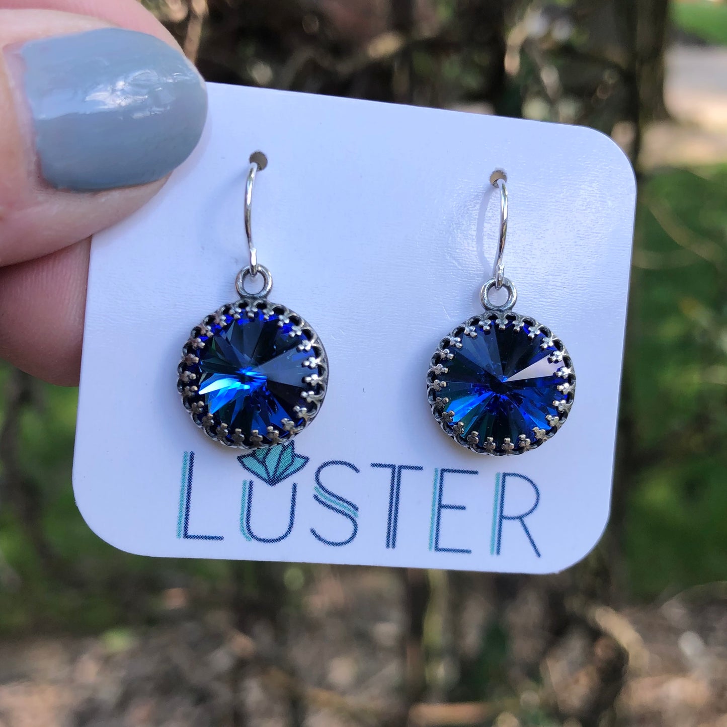 Sapphire Blue Rivoli Drop Earrings