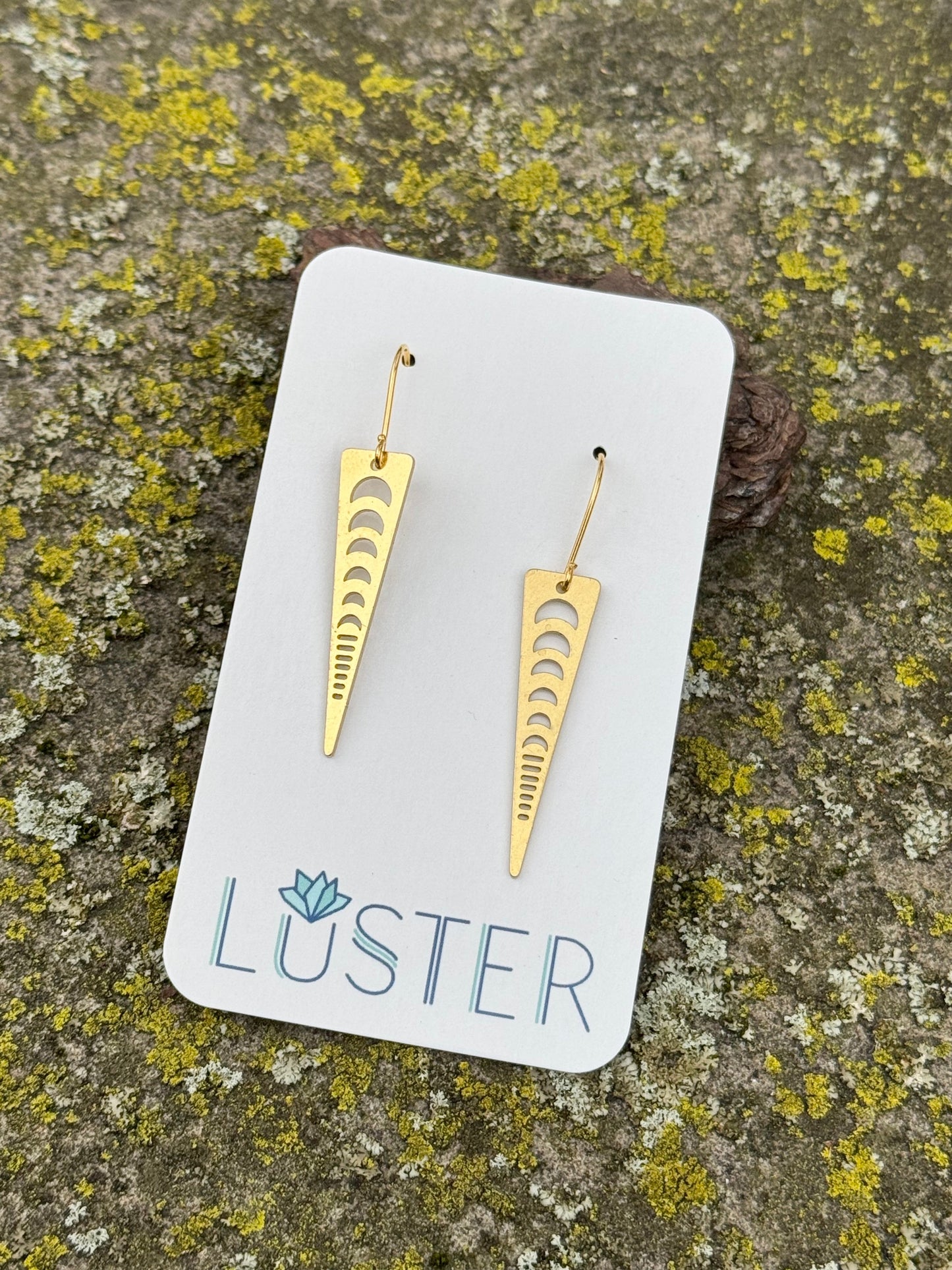 Brass Moon Phase Unique Earrings