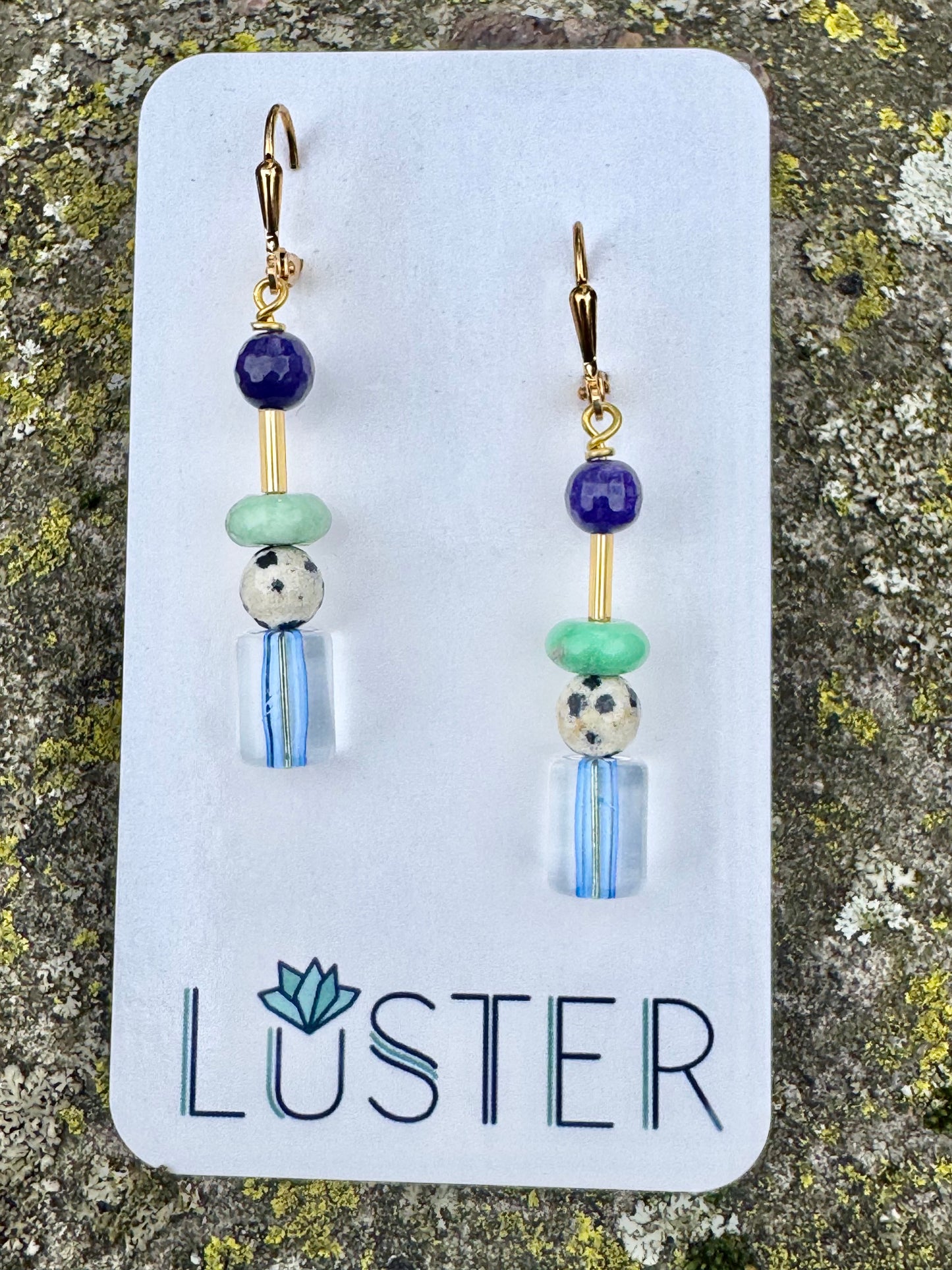 Glass +Stone Lightweight Dangle Earrings