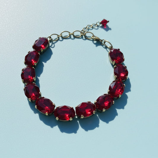 Siam Crystal Oval Bracelet