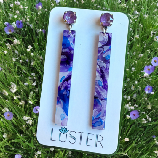Purple Stick Drop Earrings