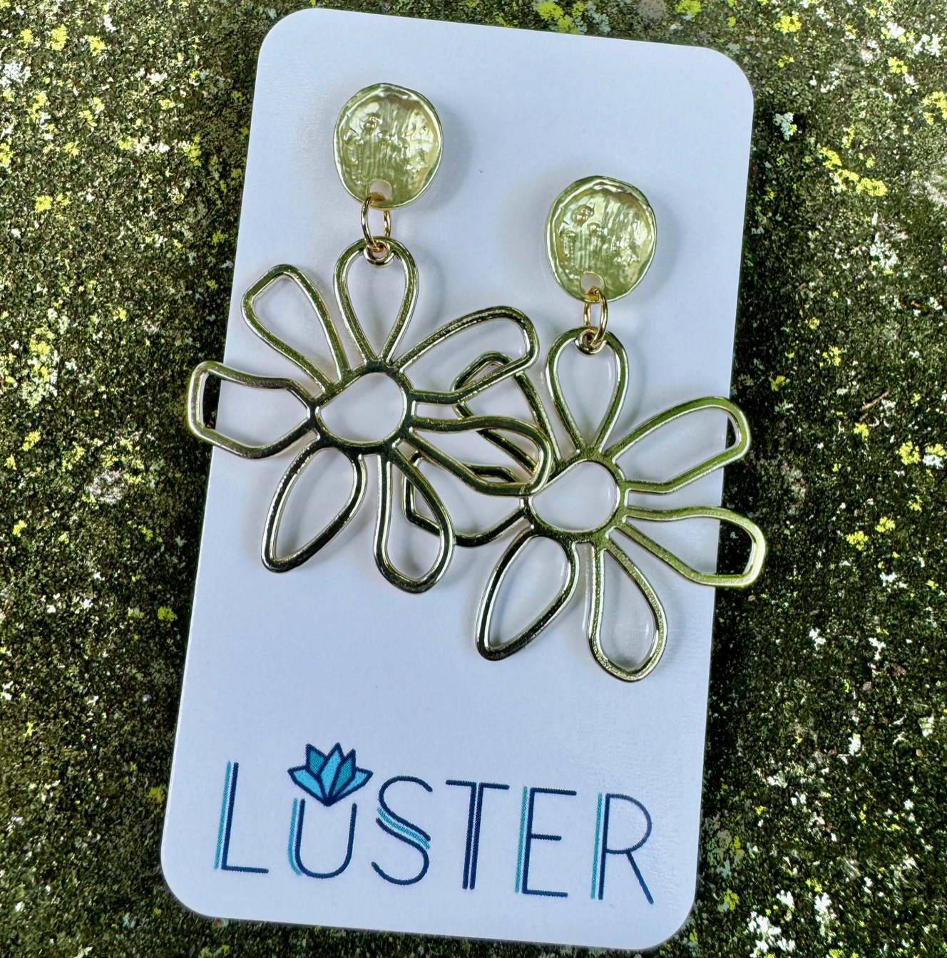 Happy Flower Brass Earrings