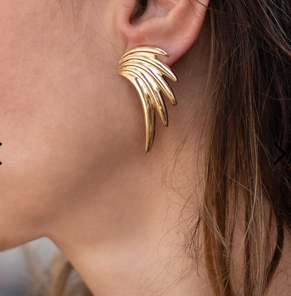 Brass Wing Unique Statement Earrings
