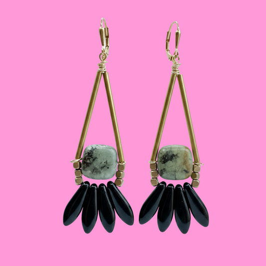 Stone + Glass Statement Earrings