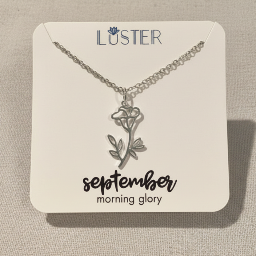 Silver Birth Flower Pendant Necklace