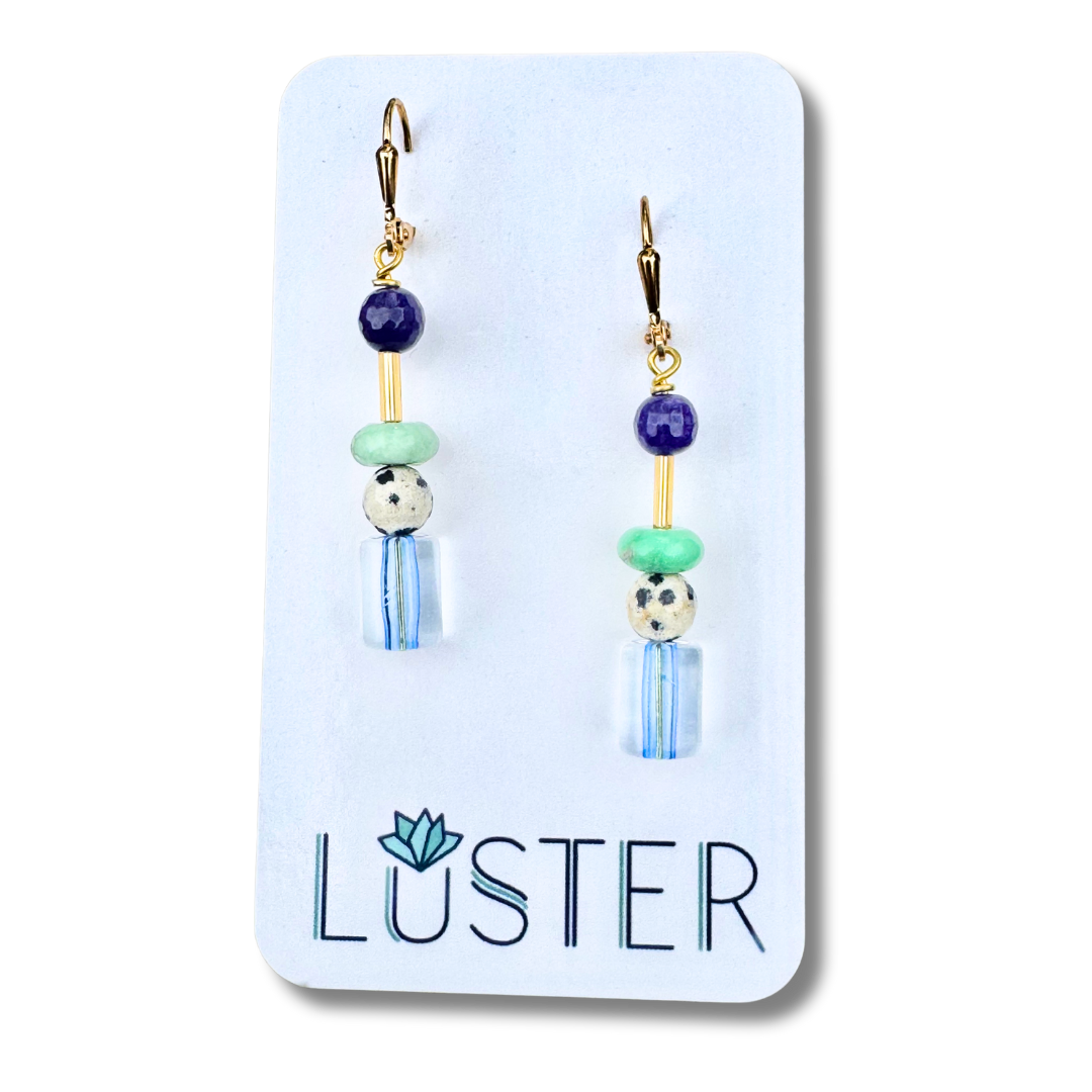 Glass +Stone Lightweight Dangle Earrings