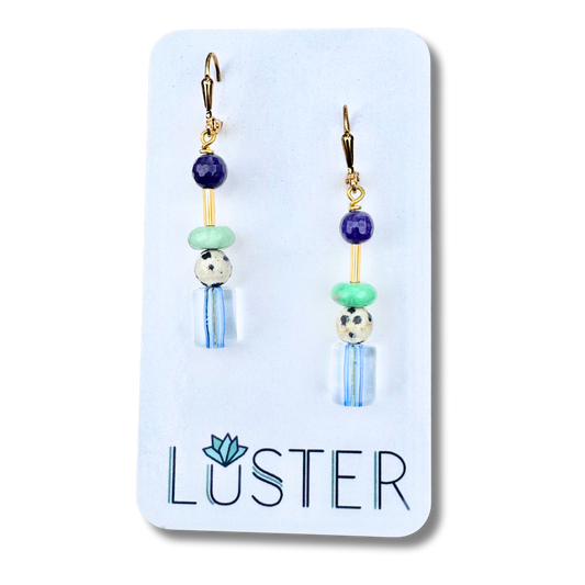 Glass +Stone Lightweight Dangle Earrings