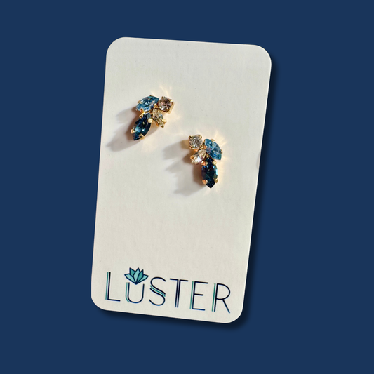 Small Blue Cluster Studs