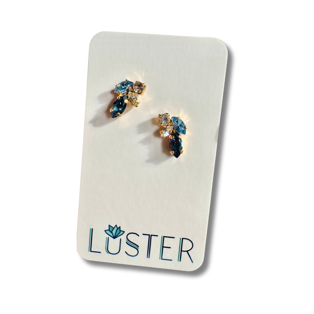 Small Blue Cluster Studs