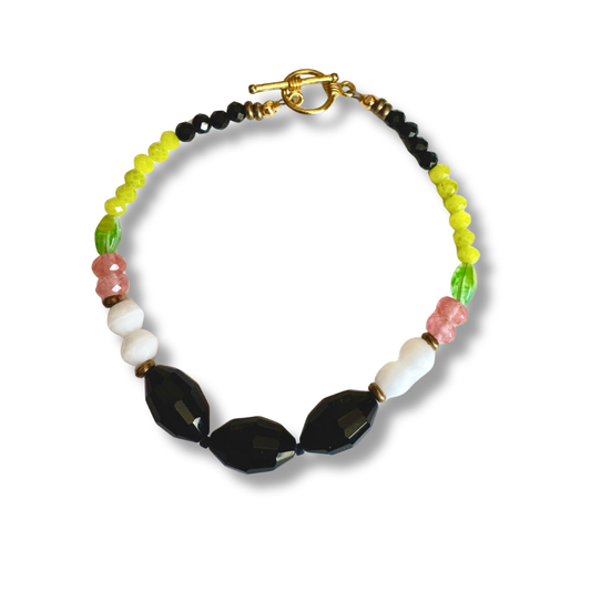 Black Barrel Glass Bracelet