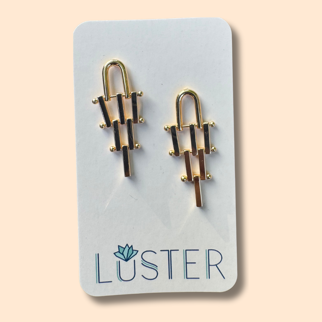 Brass Interlocked Dangle Earrings