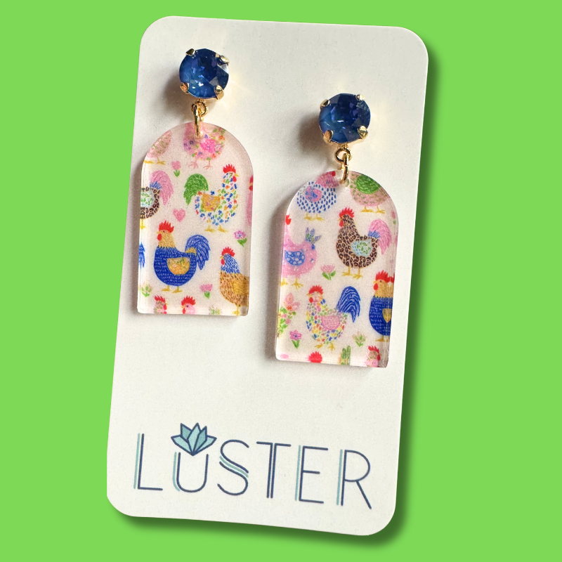 Rooster Chicken Acrylic Earrings