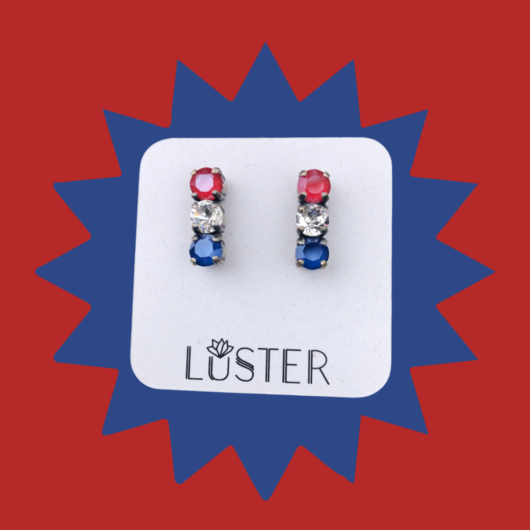Trio Stick Crystal Earrings