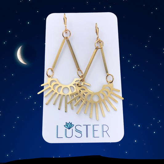 Moon Phase Brass Dangle Earrings