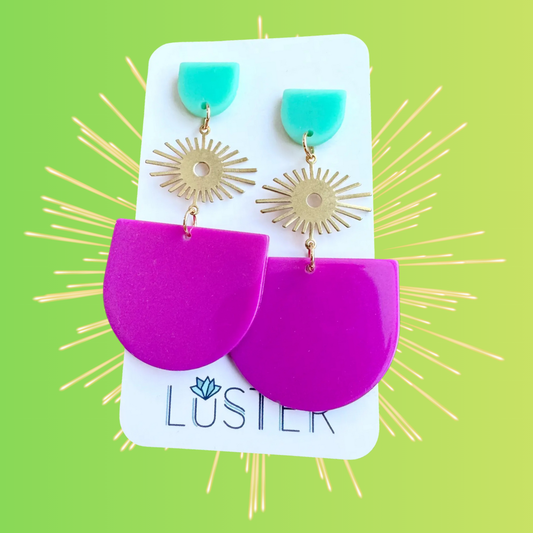 Acrylic + Brass Unique Statement Earrrings
