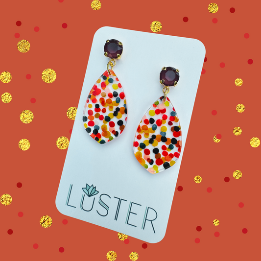 Fall Dot Teardrop Earrings
