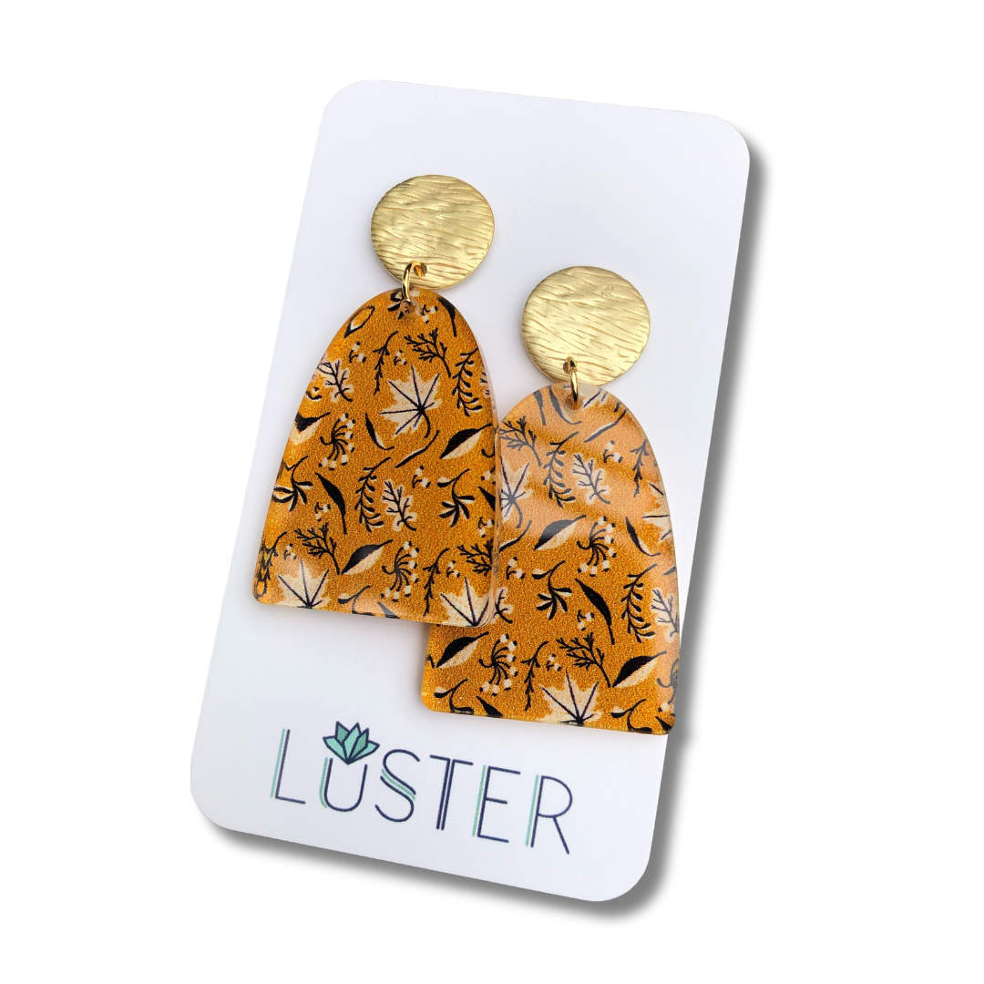 Mustard Leaf Drop Earrings
