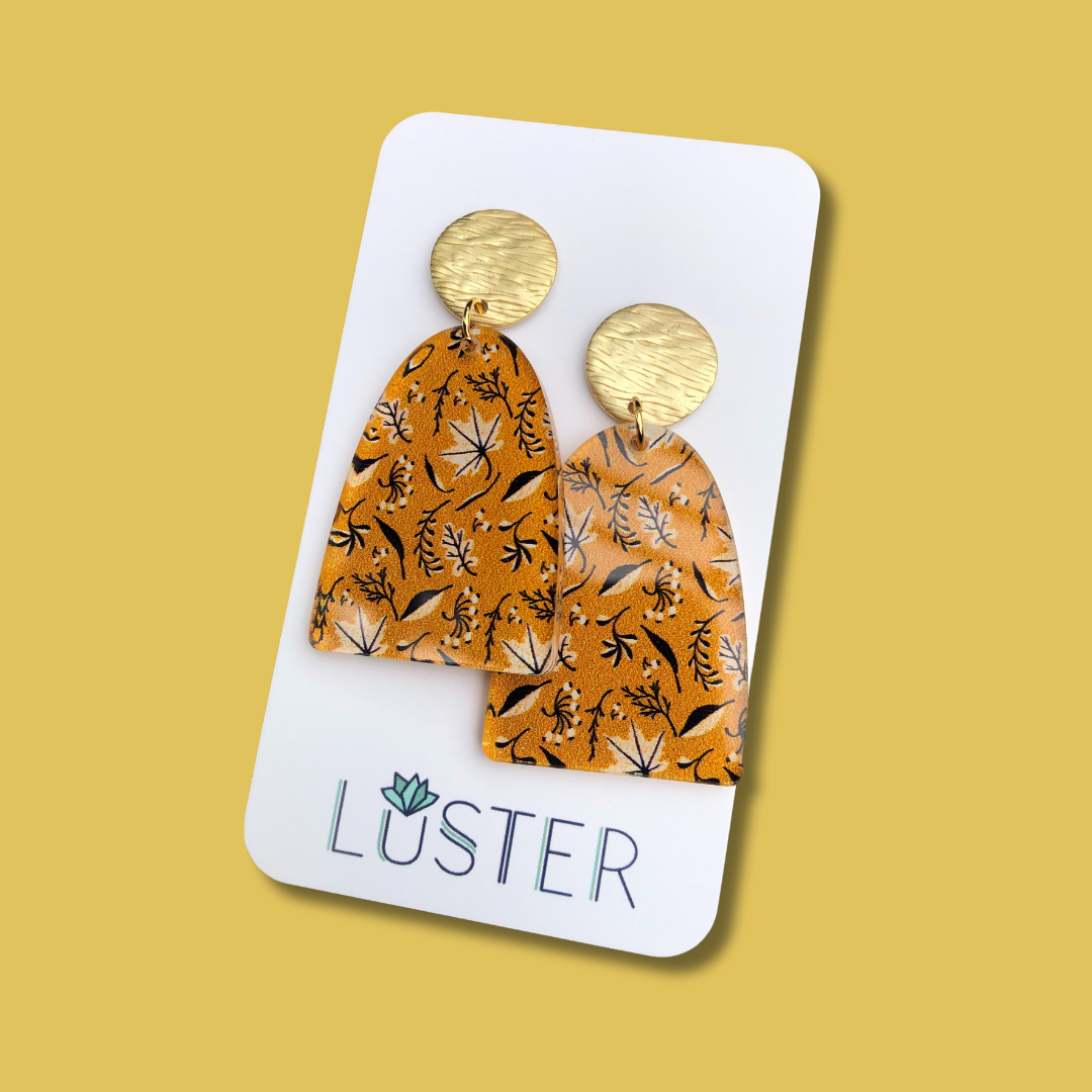 Mustard Leaf Drop Earrings