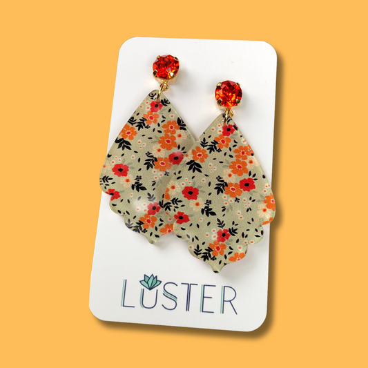 Sage Floral Teardrop Earrings