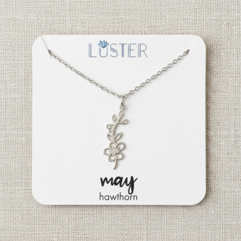 Silver Birth Flower Pendant Necklace