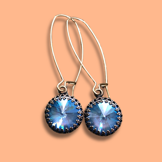 Ocean Blue Rivoli Drop Earrings